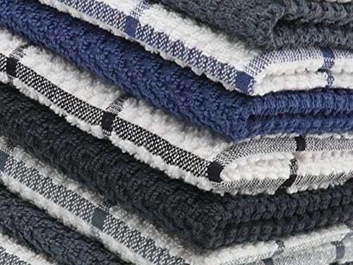 PPAXL Cotton Dish Towels 8pc Set 12x12 Inches Grey Multi