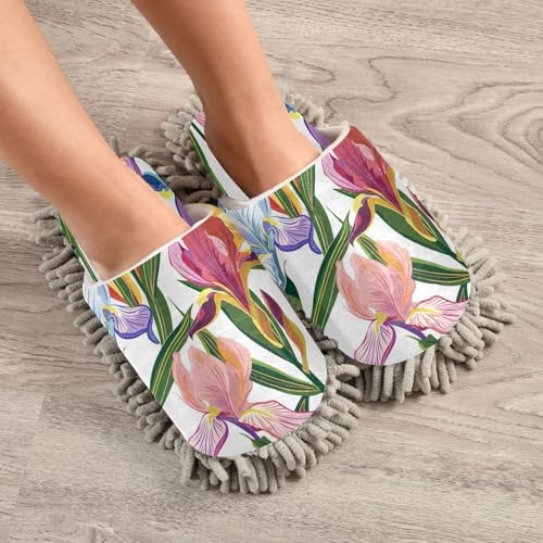 Zhirexin Colorful Flowers Microfiber Mop Slippers