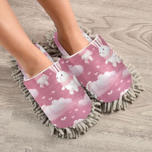 Bulletgxll Cute Rabbits Microfiber Cleaning Slippers - L Size