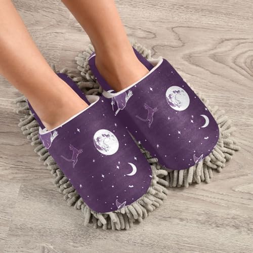 FLildon Microfiber Mop Slippers for Men Women Halloween Witch Design