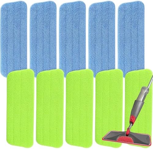 165 Inch Microfiber Mop Pads - 10 Pack Reusable Washable Replacement