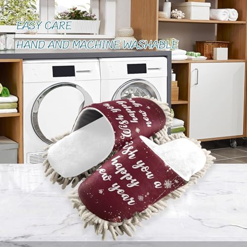 RunningBear White Red Mop Slippers for Home Cleaning 1