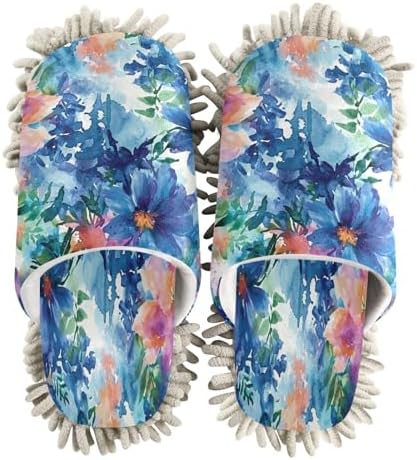 Zhirexin Watercolor Cleaning Slippers with Microfiber Mop Pad