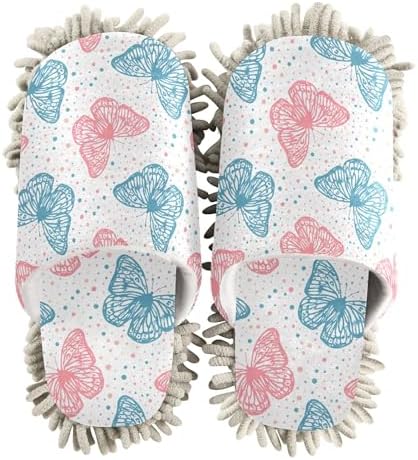 Burbuja Butterflies Mop Slippers Soft Colors Cleaning Dust Slippers for Home and Kitchen