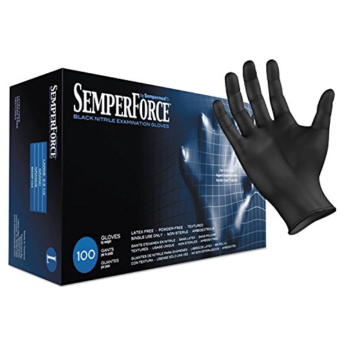 Sempermed BKNF104 Nitrile Glove 4 Mil Powder-Free Large Black Case of 1000