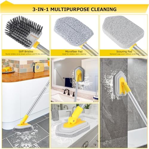 Lalafancy 3 in 1 Shower Brush with Locking Head and 50 Extendable Handle