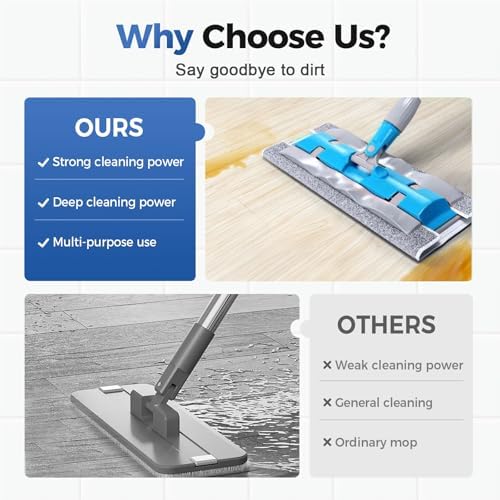 SENOY Flat Mop with Reusable Microfiber Pads
