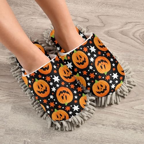 Burbuja Jack O Lantern Mop Slippers for Women Men