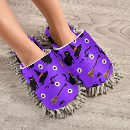 Burbuja Cats Witch Hats Eye Ball Mop Slippers for Home Kitchen Cleaning