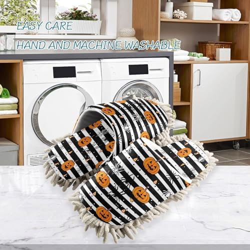 Zhirexin Halloween Striped Mop Slippers for Men Women