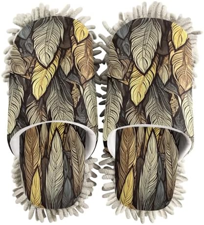 Bulletgxll Brown Feathers Mopping Slippers Washable