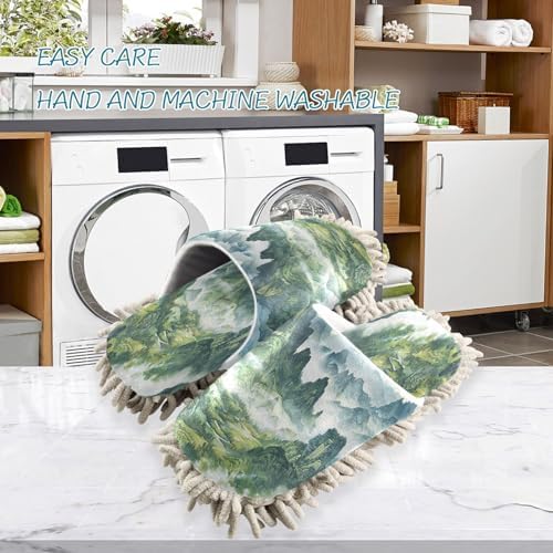 Zhirexin Dark Green Mopping Slippers - Washable Cleaning Shoes