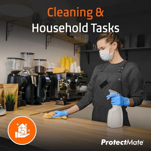 Protectmate Blue Nitrile Food Prep Gloves - 5 Mil Textured Disposable