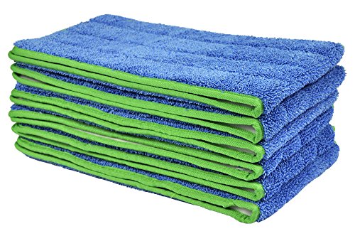 CleanAide All Purpose Super Absorbent Microfiber Mop Pads 6-Pack Green