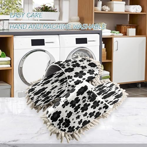 Zhirexin Black Cleaning Slippers for Floor Mopping