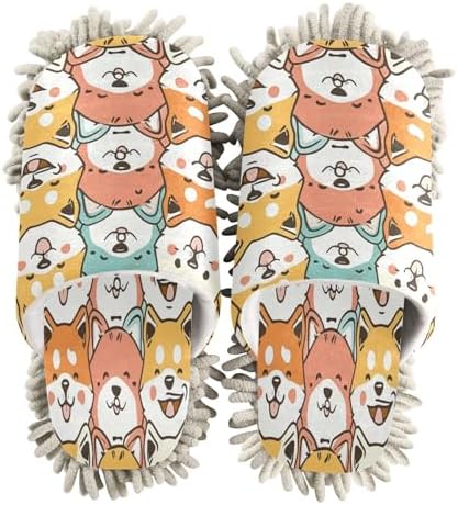 Bulletgxll Cute Dogs Microfiber Mopping Slippers - L