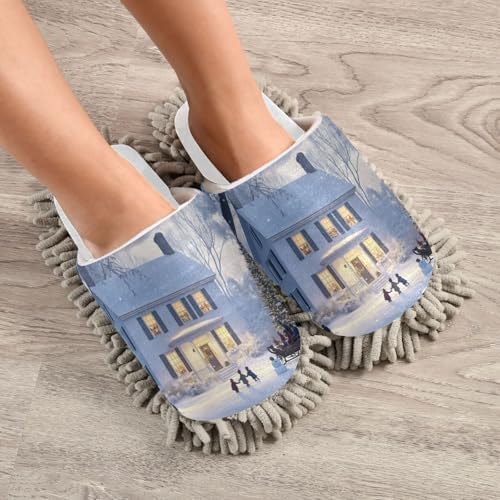 RunningBear White Christmas Design Mop Slippers for Home