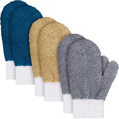 BBTO 3 Pairs Microfiber Dusting Mitts No Scratch