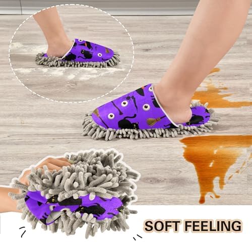 Burbuja Cats Witch Hats Eye Ball Mop Slippers for Home Kitchen Cleaning