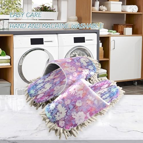 Bulletgxll Pink Floral Mopping Slippers - M