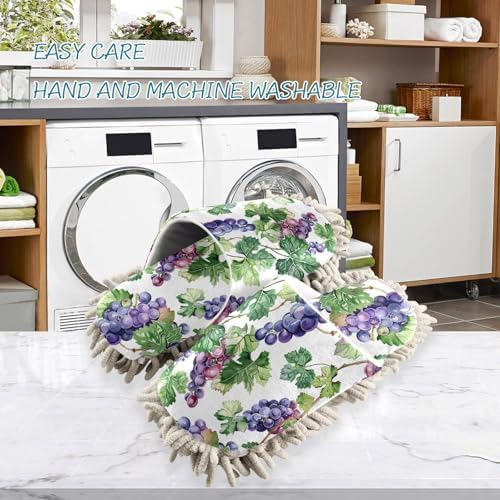 Purple Grapes Green Leaves Mop Slippers