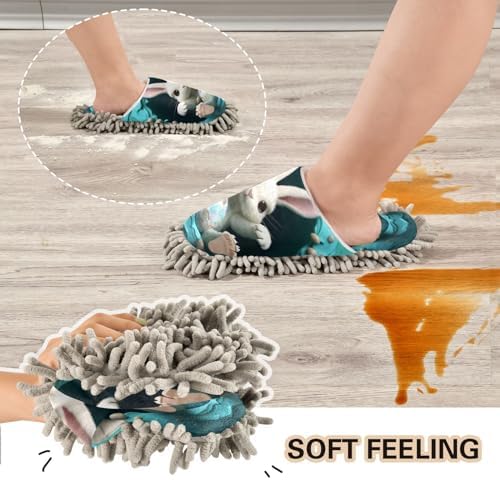 Bulletgxll Easter Rabbit Paws Cleaning Slippers
