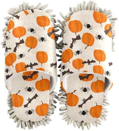 Burbuja Cute Bats Pumpkins Mopping Slippers for Home Cleaning