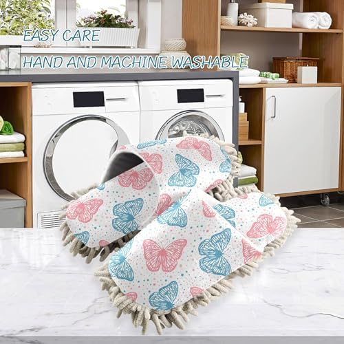 Burbuja Butterflies Mop Slippers Soft Colors Cleaning Dust Slippers for Home and Kitchen