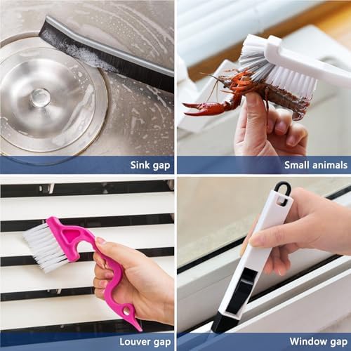 14Pcs Crevice Cleaning Brush Set for Kitchen and Bathroom Use