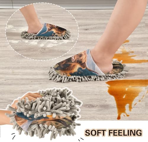 Zhirexin Mop Slippers with Microfiber Dusting Pad for House Cleaning