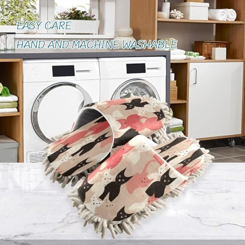 Cats Pattern Mopping Slippers Washable Microfiber