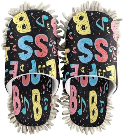 Colorful Cartoon Cleaning Slippers with Microfiber Mop Pads