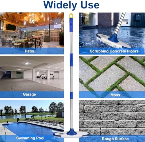 ITTAHO Floor Scrub Brush with 53 Long Handle - Deck Grout Cleaning Tool Set