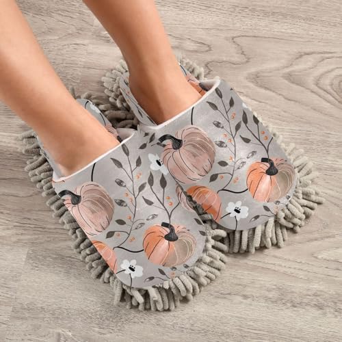 Zhirexin Thanksgiving Pumpkin Mop Slippers for Men Women