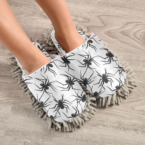 Zhirexin Halloween Black Mop Slippers for Men Women