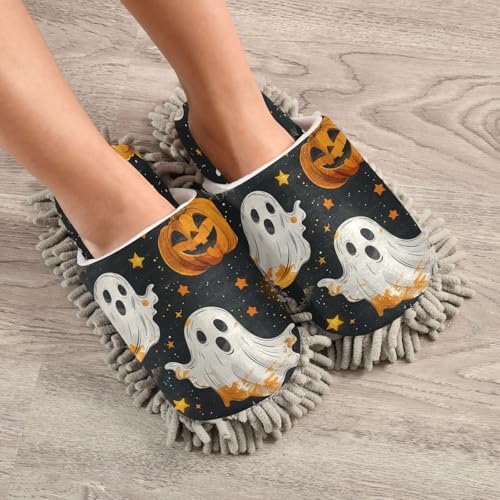 Zhirexin Halloween White Microfiber Cleaning Slippers