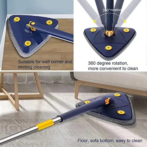 360 Degree Rotatable Adjustable Wall Mop with Automatic Water Squeezing