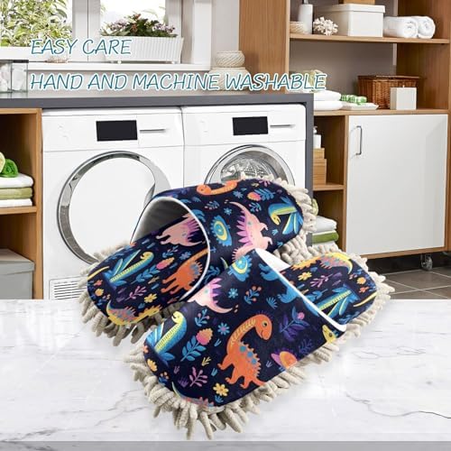 Bulletgxll Colorful Dinosaurs Cleaning Slippers Mop Pad Replacement