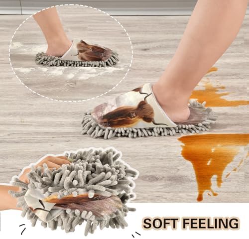 Highland Cow Cleaning Slippers with Microfiber Mop Pads