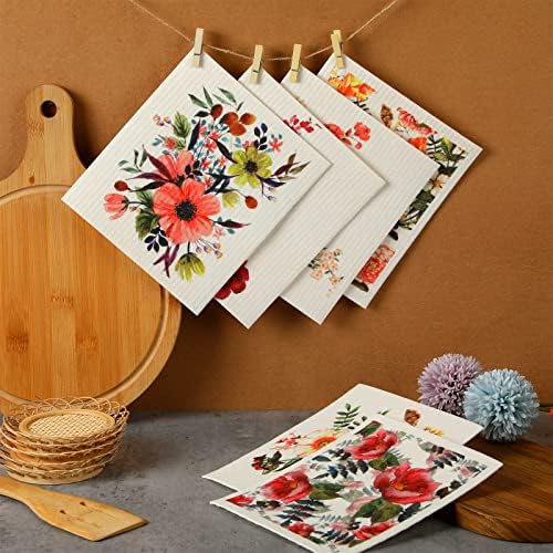 Cunhill 6 Pcs Swedish Flower Dish Cloth Set