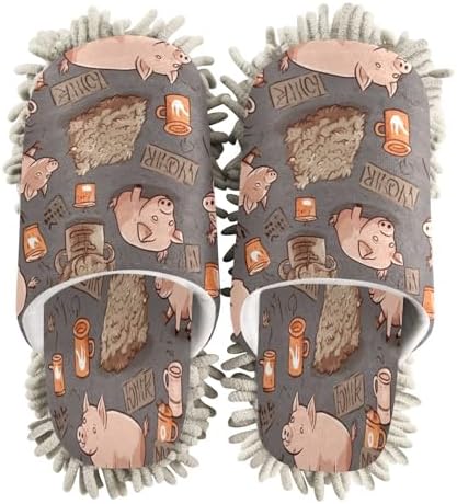 Baby Pigs Mopping Slippers - Washable Microfiber Cleaning Slippers for Men Women