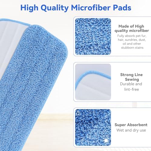 165 Inch Microfiber Mop Pads - 10 Pack Reusable Washable Replacement