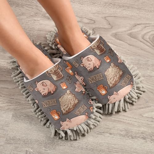 Baby Pigs Mopping Slippers - Washable Microfiber Cleaning Slippers for Men Women