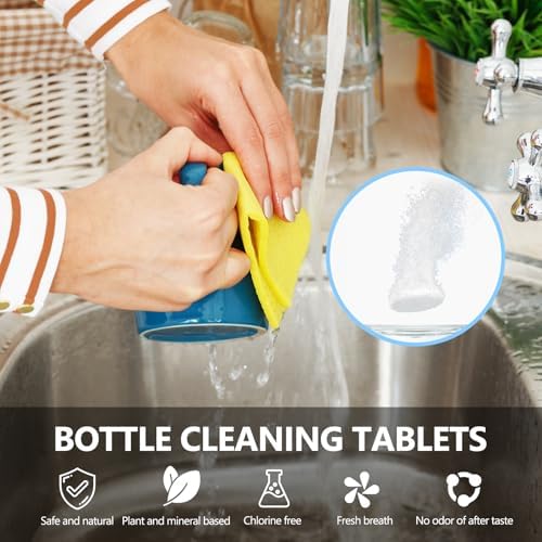 USKICH Water Bottle Tablets 48 Pack - Stainless Steel Plastic Cleaner