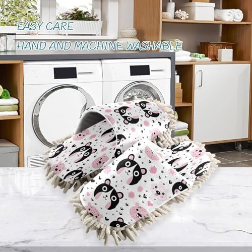 Panda Faces Microfiber Cleaning Slippers - L Size