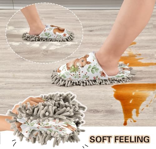 Zhirexin Cute Squirrel Cleaning Slippers - Mop Shoes for House Floor