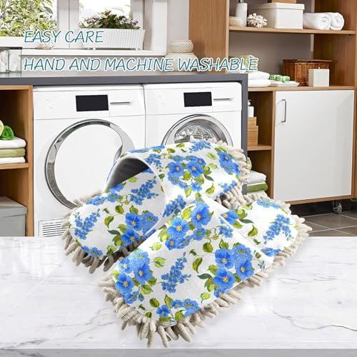 Burbuja Blue Flowers Mop Slippers for Home Kitchen Cleaning
