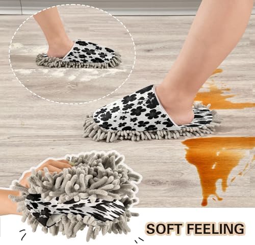 Zhirexin Black Cleaning Slippers for Floor Mopping