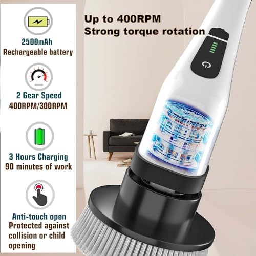 MGLSDeet Cordless Electric Spin Scrubber with 7 Brush Heads