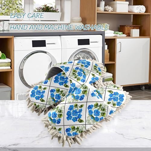 Burbuja Microfiber Mop Slippers with Blue Flowers Design